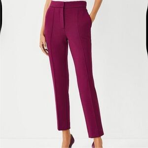 Ann Taylor Factory Maroon Double Knit Front Seamed Trousers Size 4